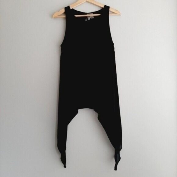 DIVIDED by H&M Asymmetrical Tank Top Scoop Neck Black Sz 2 - Picture 4 of 12